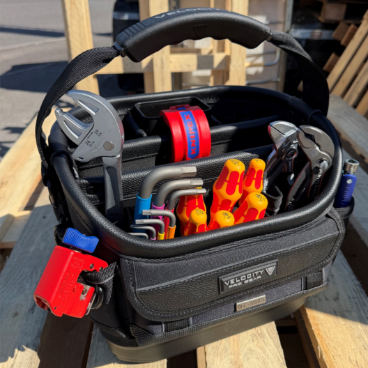 Wera & Knipex Plumbers Starter Tool Kit Set in Velocity Rogue 30XS Open Tote Tool Bag