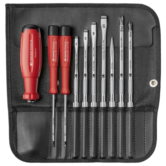 PB Swiss 38215 SwissGrip Evo Screwdriver Set Interchangeable Blades In Roll Up Case