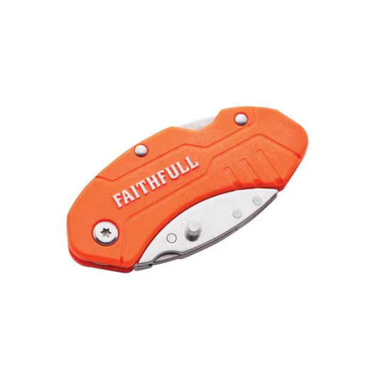 Faithfull FAITKNUTILHV Compact Folding Utility Knife - Orange