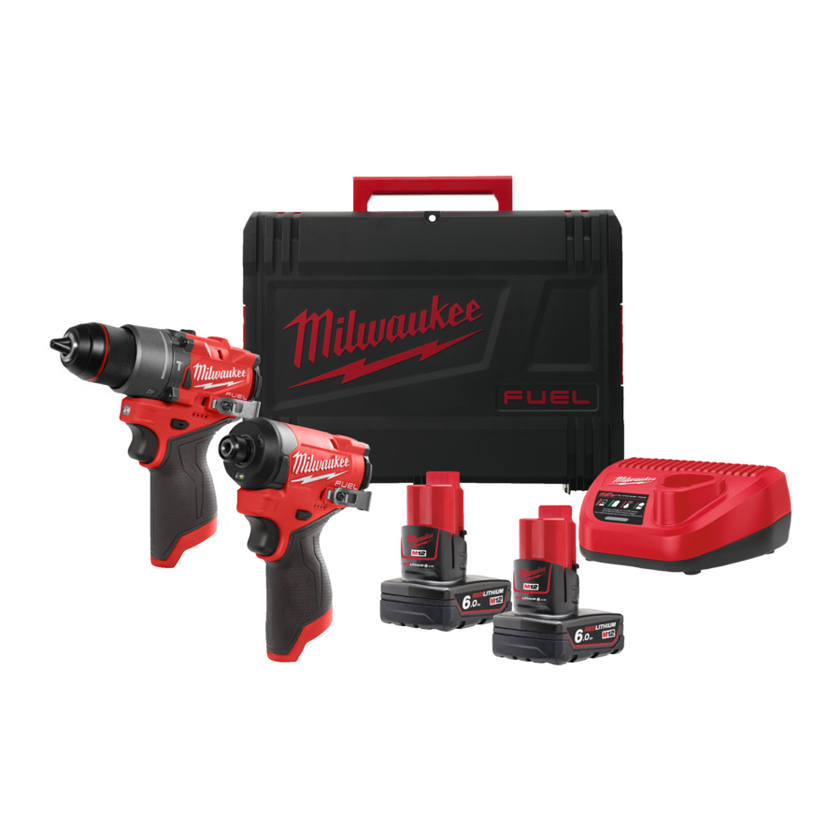 Milwaukee M12FPP2A2-602X FUEL 12V Combi Drill & Impact Driver Kit – 2 x 6.0Ah Batteries