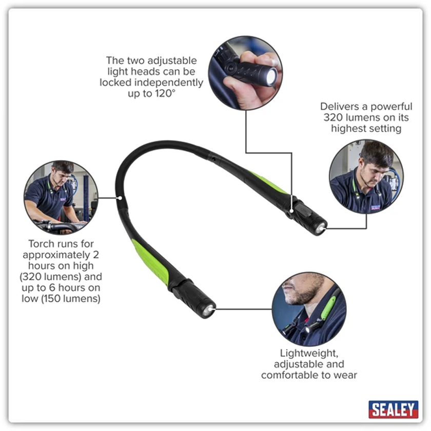 Sealey NT320LED USB 3W LED Rechargeable Neck Light - Image 2